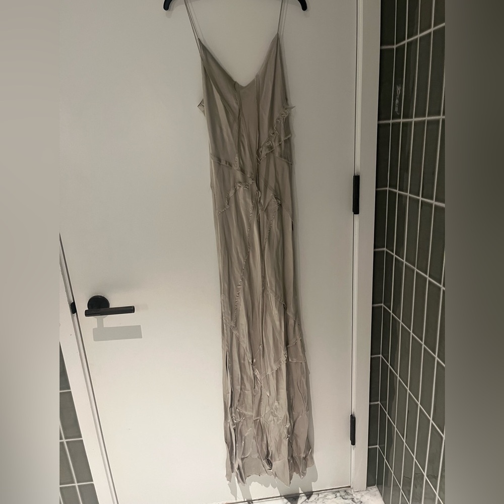 KES Elongated Recycled Slip Dress With Slit- Quartz - Picture 6 of 9